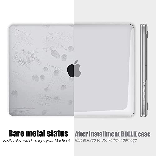 B BELK Compatible with MacBook Pro 14 inch Case 2023 2022 2021 Release M2 A2779 A2442 M1 Pro/Max Chip with Touch ID, Clear Plastic Hard Shell Case with Keyboard Cover + Screen Protector, Transparent