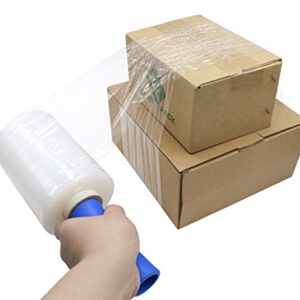 2 Pack Stretch Wrap Film with Plastic Handle, 80 Gauge Thick, 5 Inch x 1000 Ft, Clear Plastic Pallet Shrink Film for Moving Supplies Self-Adhering Plastic Wrap Film, BOMEI PACK