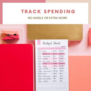 Set of 60 Spending Tracker A6 Budget Sheets I Money Tracker for Budget Planner Binder - Use with Budget Tracker, Budget Folder, Budget Envelopes - Size 3.2 x 6.6 Inches - A6 Budget Binder Inserts