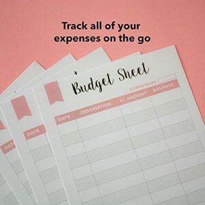 Set of 60 Spending Tracker A6 Budget Sheets I Money Tracker for Budget Planner Binder - Use with Budget Tracker, Budget Folder, Budget Envelopes - Size 3.2 x 6.6 Inches - A6 Budget Binder Inserts