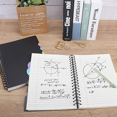 EOOUT 2 Pack Multi Subject Notebook, Spiral Notebook College Ruled with Tabs, 7.5”×10”, Lined Journals with Dividers, 290 Pages, for Gifts, School Office Supplies