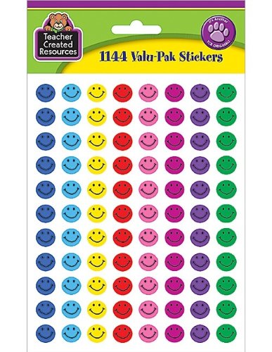 Teacher Created Resources Mini Happy Face Stickers Valu-Pak, Multi Color (6633), 0.38 Inch