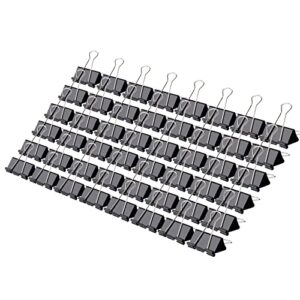 medium binder clips and paper clips (48 pcs) 1.25 inch,black metal medium paper clamps for office, home, school