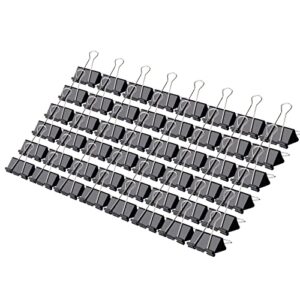 Medium Binder Clips and Paper Clips (48 Pcs) 1.25 Inch,Black Metal Medium Paper Clamps for Office, Home, School