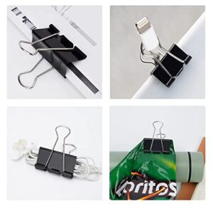 Medium Binder Clips and Paper Clips (48 Pcs) 1.25 Inch,Black Metal Medium Paper Clamps for Office, Home, School