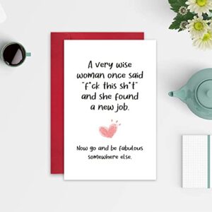 Funny New Job Congrats Card for Bestie, Coworker Leaving Farewell Card, Be Fabulous Somewhere Else