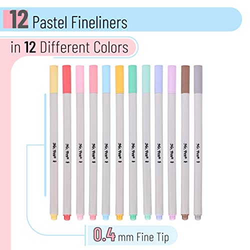 Mr. Pen- Fineliner Pastel Pens, 12 Pack, Pastel Colors, Bible Pens, No Bleed Fine Point Pen, No Smudge Fine Tip Markers, Journal Pens, Fine Tip Pens, Drawing Pen, Note Taking Pen