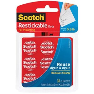 scotch restickable dots, clear, 7/8-in x 7/8-in, 18-dots (r105)