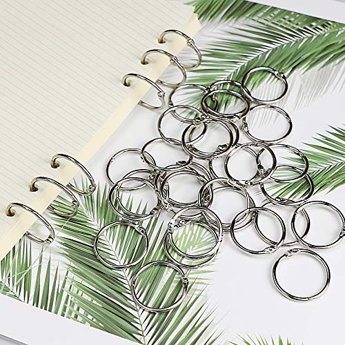 Binder Rings 1 Inch 100 pcs-Sturdy Book Rings-Loose Leaf Binder Ring for Index Cards Flashcards and Paper-Nickel Plated Metal Rings for Office School Supplies-Heavy Duty Silver Paper Rings