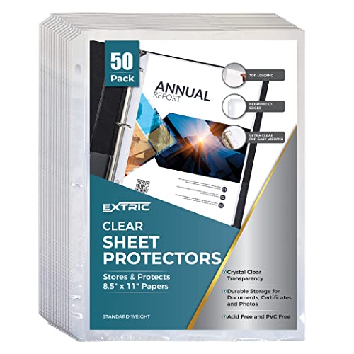 Sheet Protectors | 50 Pack Page Protectors - Sheet Protectors for 3 Ring Binder, 8.5” x 11”