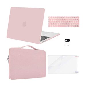 mosiso compatible with macbook pro 13 inch case m2 2023, 2022, 2021-2016 a2338 m1 a2251 a2289 a2159 a1989 a1708 a1706, plastic hard case&bag&keyboard skin&webcam cover&screen protector, rose quartz