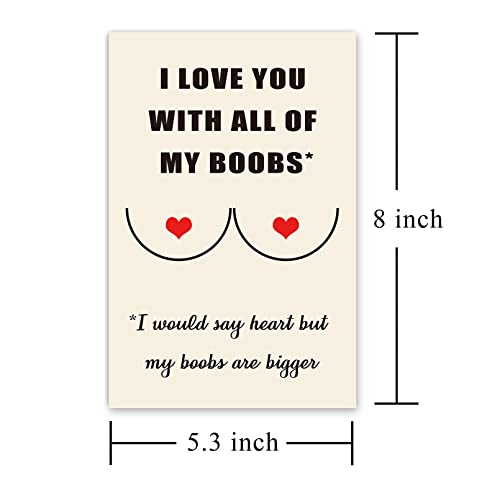 Yerasiw Funny Anniversary Card, Birthday Card with Envelope, Love You with All of My Bo*bs Card for Boyfriend Husband Him