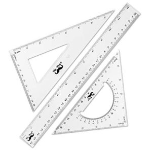 mr. pen- triangle ruler, square and ruler set, ruler set, 3 pack, set square, geometry set, square ruler, protractor for geometry, school geometry set, math protractor, geometry rulers, math ruler