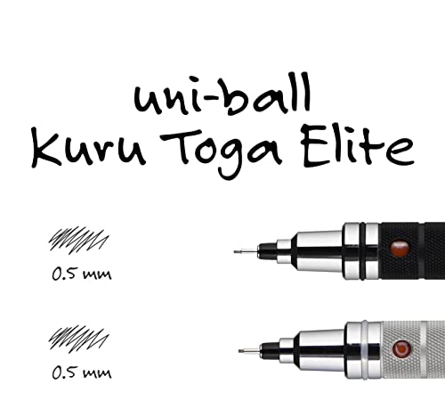 uni-ball Kuru Toga Elite Mechanical Pencil Starter Kit with Silver Barrel and 0.5mm Tip, 60 Lead Refills, and 5 Pencil Eraser Refills, HB #2