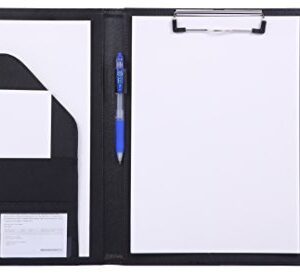 Padfolio Clipboard Folder Portfolio, Mymazn Faux Leather Storage Clipboard with Cover for Legal Pad Holder Letter Size A4 Writing Pad for Business School Office Conference Notepad Clip Boards (Black)