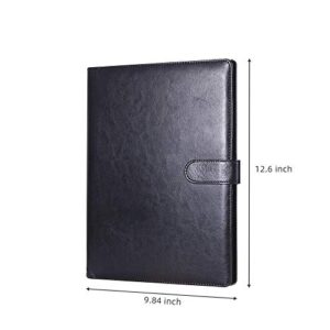 Padfolio Clipboard Folder Portfolio, Mymazn Faux Leather Storage Clipboard with Cover for Legal Pad Holder Letter Size A4 Writing Pad for Business School Office Conference Notepad Clip Boards (Black)