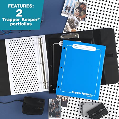 Trapper Keeper Binder, Retro Design, 1 Inch Binder Includes 2 Folders and Extra Pocket, Metal Rings and Spring Clip, Secure Storage, Shapes, Mead School Supplies (260038CQ1-ECM)