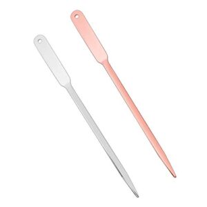 wxj13 2 pack letter openers stainless steel lightweight hand envelope slitter, silver and rose gold