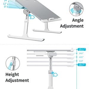 Laptop Bed Tray Desk, SAIJI Adjustable Laptop Stand for Bed, Foldable Laptop Table with Storage Drawer for Eating, Working, Writing, Gaming, Drawing (Gray, X-Large)