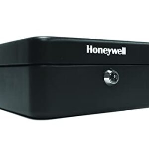 Honeywell Safes & Door Locks - 6111 Convertible Steel Cash and Security Box with Key Lock, Black 6.6x7.9x3.5