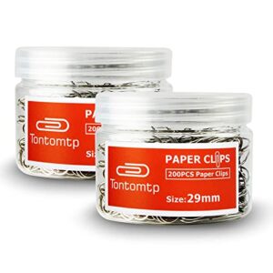 Paper Clips, 2-Pack Paperclips, Paper Clip, Silver Paper Clips, Suitable for Office, School, and Daily use, Also Used for Daily DIY, Paperclip, Tontomtp Paper Clips 200pcs 29mm per Container(Silver)