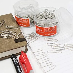 Paper Clips, 2-Pack Paperclips, Paper Clip, Silver Paper Clips, Suitable for Office, School, and Daily use, Also Used for Daily DIY, Paperclip, Tontomtp Paper Clips 200pcs 29mm per Container(Silver)