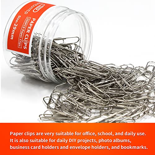 Paper Clips, 2-Pack Paperclips, Paper Clip, Silver Paper Clips, Suitable for Office, School, and Daily use, Also Used for Daily DIY, Paperclip, Tontomtp Paper Clips 200pcs 29mm per Container(Silver)