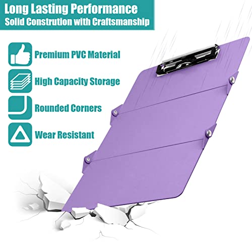 Nursing Clipboard Foldable, Foldable Clipboard w/ Nursing Edition Cheat Sheets,3 Layers Aluminum, Nurse Clipboard w/ Low Profile Clip&Pen Clip Pocket Clipboard for Students, Nurses and Doctors,Purple