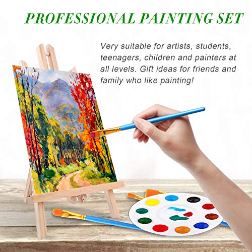 Acrylic Painting Set with 1 Wooden Easel 3 Canvas Panels30 pcs Nylon Hair Brushes 3 PCS Paint Plates and 2 PCS of 12ml Acrylic Paint in 12 Colors for Acrylic Painting Artist Professional Kit