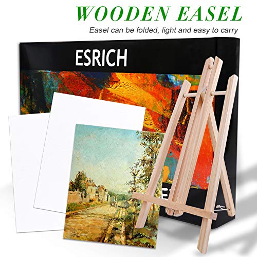 Acrylic Painting Set with 1 Wooden Easel 3 Canvas Panels30 pcs Nylon Hair Brushes 3 PCS Paint Plates and 2 PCS of 12ml Acrylic Paint in 12 Colors for Acrylic Painting Artist Professional Kit