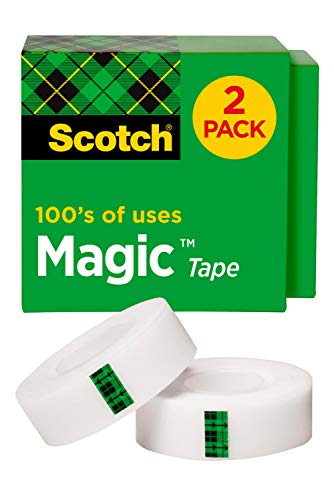 Scotch Magic Tape, 2 Rolls, Numerous Applications, Invisible, Engineered for Repairing, 3/4 x 1000 Inches, Boxed (810K2)