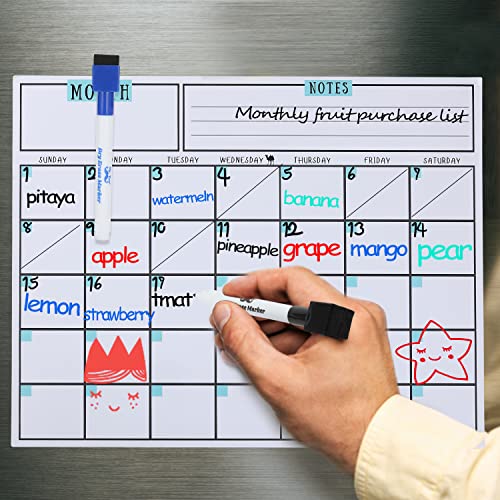 Mr. Pen- Dry Erase Calendar for Fridge, Magnetic, 14.7 x 11.8", Magnetic Calendar with 4 Dry Erase Markers, Magnetic Calendar for Fridge, Magnetic Whiteboard Calendar, Dry Erase Fridge Calendar.