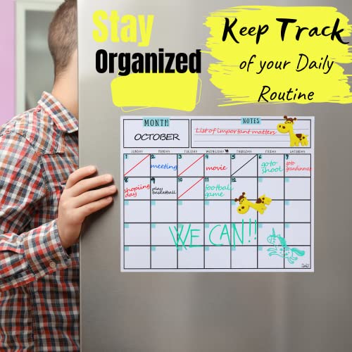 Mr. Pen- Dry Erase Calendar for Fridge, Magnetic, 14.7 x 11.8", Magnetic Calendar with 4 Dry Erase Markers, Magnetic Calendar for Fridge, Magnetic Whiteboard Calendar, Dry Erase Fridge Calendar.