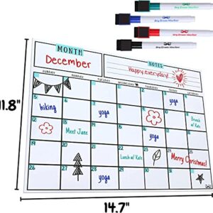 Mr. Pen- Dry Erase Calendar for Fridge, Magnetic, 14.7 x 11.8", Magnetic Calendar with 4 Dry Erase Markers, Magnetic Calendar for Fridge, Magnetic Whiteboard Calendar, Dry Erase Fridge Calendar.