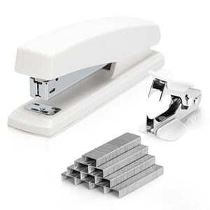 deli stapler, desktop stapler, office stapler, 25 sheet capacity, includes 1000 staples and staple remover, white