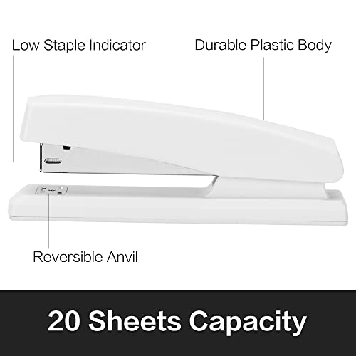 Deli Stapler, Desktop Stapler, Office Stapler, 25 Sheet Capacity, Includes 1000 Staples and Staple Remover, White