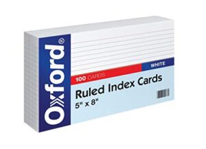 oxford ruled index cards, 5″ x 8″, white, 100/pack (51) (2 pack)