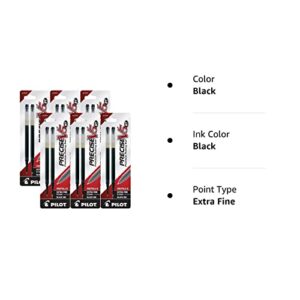 Pilot Precise V5 RT Liquid Ink Retractable Rollerball Pen Refills, 0.5mm, Extra Fine Point, Black Ink, Pack of 12