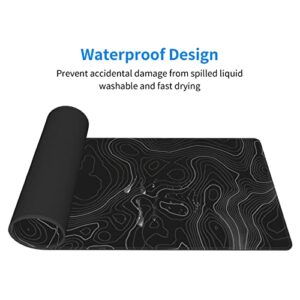 BZU Topographic Contour Extended Big Mouse Pad Large,XL Gaming Mouse Pad Desk Pad,31.5x11.8inch Long Computer Keyboard Mouse Mat Mousepad with 3mm Non-Slip Base and Stitched Edge for Home Office Work