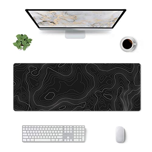 BZU Topographic Contour Extended Big Mouse Pad Large,XL Gaming Mouse Pad Desk Pad,31.5x11.8inch Long Computer Keyboard Mouse Mat Mousepad with 3mm Non-Slip Base and Stitched Edge for Home Office Work