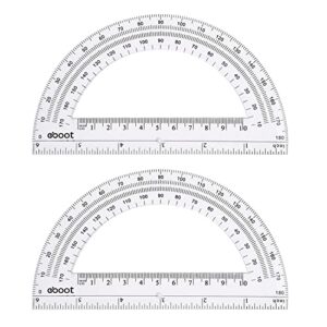 plastic protractor math protractors 180 degrees, 6 inch, clear, pack of 2