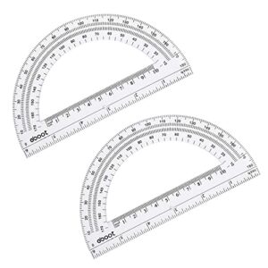 Plastic Protractor Math Protractors 180 Degrees, 6 Inch, Clear, Pack of 2