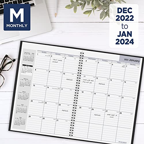 AT-A-GLANCE 2023 Monthly Planner, DayMinder, 8" x 12", Large, Faux Leather, Black (SK200)