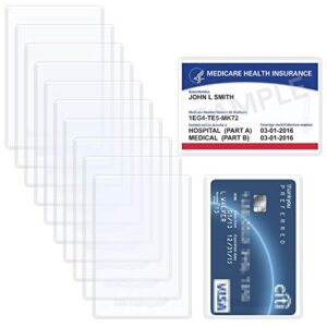 wisdompro 10 pack new medicare card holder protector sleeves, 6 mil soft and flexible clear pvc wallet size slot for social security card, insurance card, credit card, debit card, driver’s license