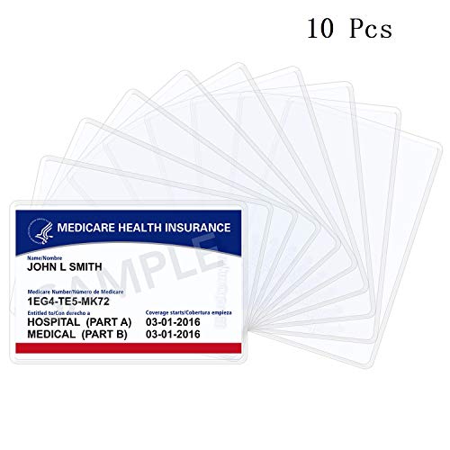 Wisdompro 10 Pack New Medicare Card Holder Protector Sleeves, 6 Mil Soft and Flexible Clear PVC Wallet Size Slot for Social Security Card, Insurance Card, Credit Card, Debit Card, Driver's License