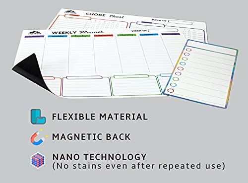 Magnetic Dry Erase Chore Chart for Multiple Kids and Monthly or Weekly Planner Calendar 17x12" Each, Blank Magnetic List, Chores Reward Chart, Good Behavior Chart, Kids Home Magnetic Chore Chart, Kids Multiple Kids, Schedule Board for Kids (Chore Chart an