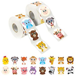 Hebayy 600 Adorable Round Land Animal Stickers in 16 Designs with Perforated Line Expanded Version (Each Measures 1.5" in Diameter)