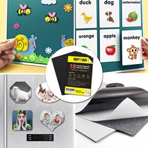 DIYMAG Magnetic Adhesive Sheets, |4" x 6"|, 18 Pack，Cuttable Magnetic Sheets，Flexible Magnet Sheets with Adhesive for Crafts, Photos and Die Storage, Easy Peel and Stick