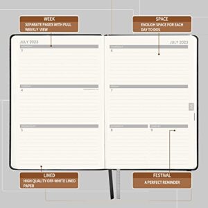 2023 Planner - Planner 2023 with Pen Loop, to Achieve Your Goals & Improve Productivity, January 2023 - December 2023, Thick Paper, Inner Pocket, 5.75" x 8.25", Black