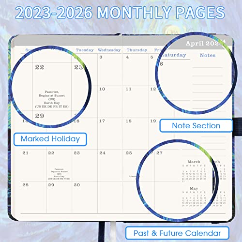 2023-2026 Pocket Planner/Calendar - Monthly Pocket Planner from July 2023 - June 2026(36 Months), 3.8" x 6.3", Monthly Planner with Pen Holder, Inner Pocket, Elastic Closure and 61 Notes Pages